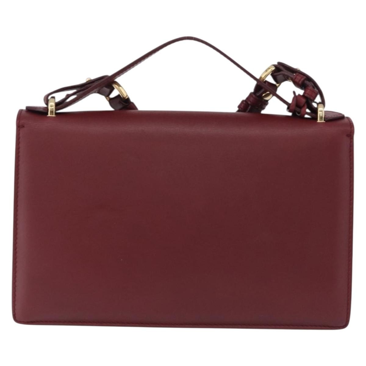 Salvatore Ferragamo Aileen Leather Burgundy Leather Shoulder Bag Bag (Pre-Owned)