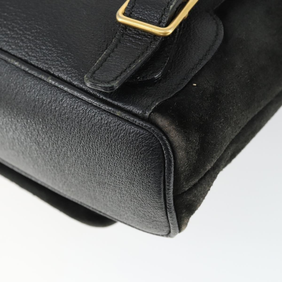 Gucci Gucci Bamboo Daim Black Suede Backpack Bag (Pre-Owned)