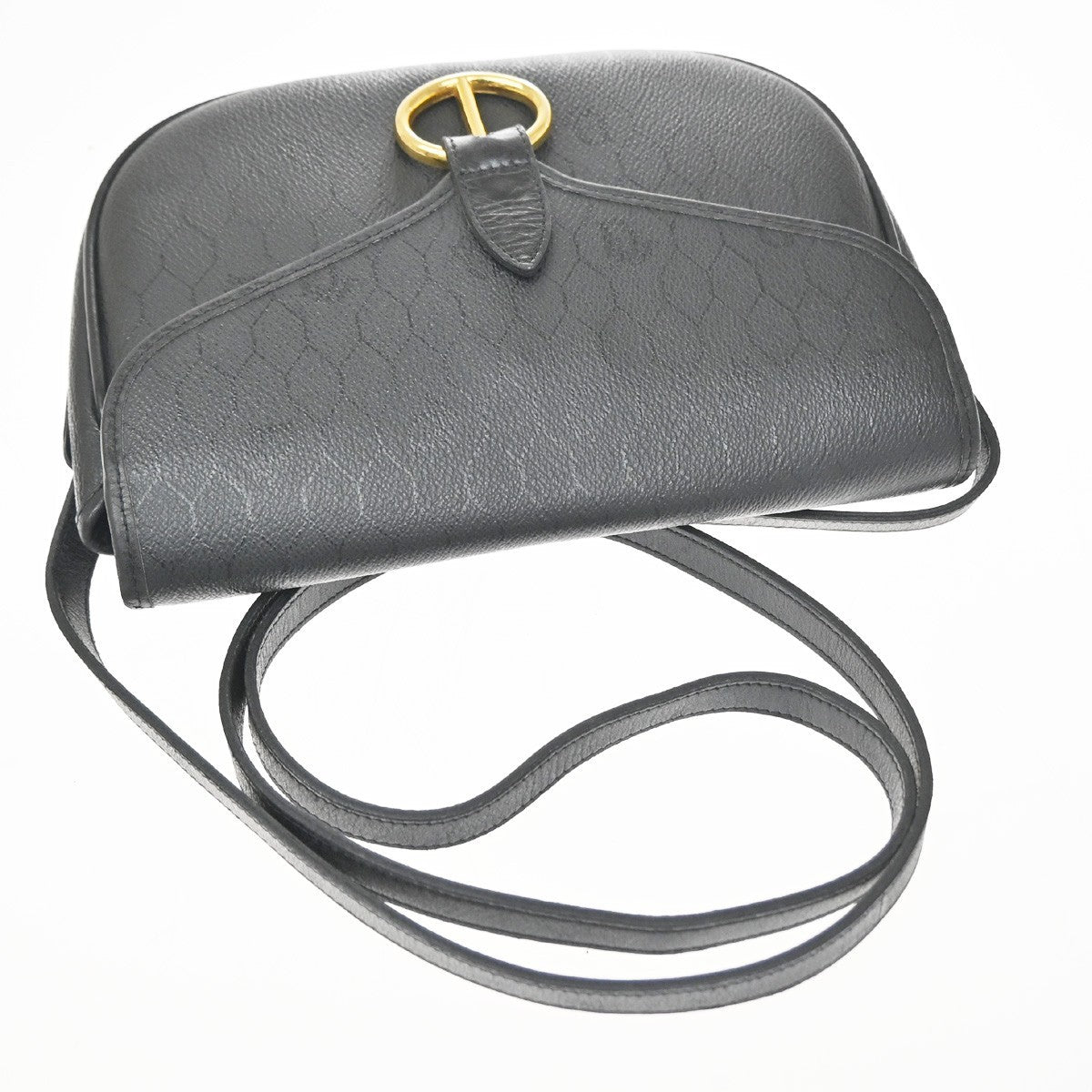 Christian Dior Vintage Honeycomb Flap Coated Canvas Black Canvas Shoulder Bag Bag (Pre-Owned)