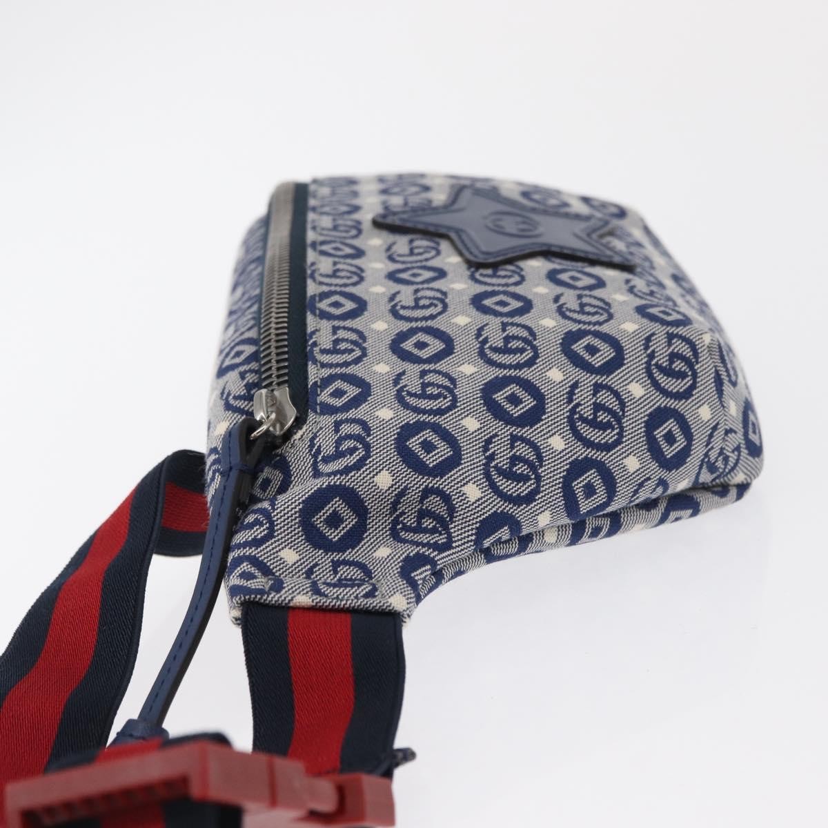 Gucci Children's Belt Printed Gg Coated Canvas Navy Canvas Handbag (Pre-Owned)