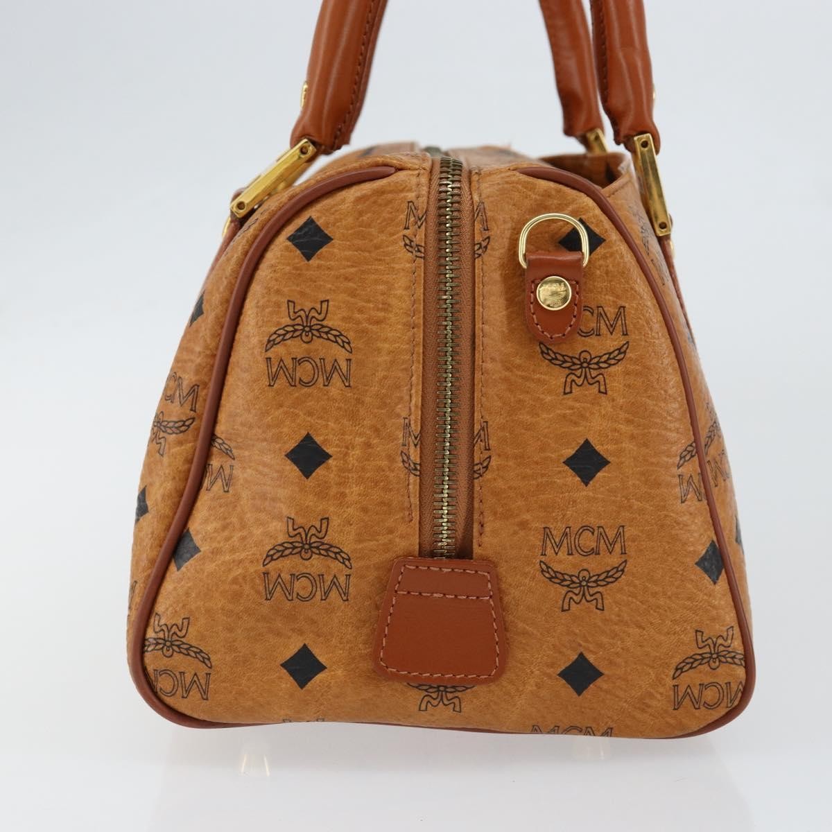 MCM Visetos Logogramme Canvas And Leather Brown Leather Handbag (Pre-Owned)