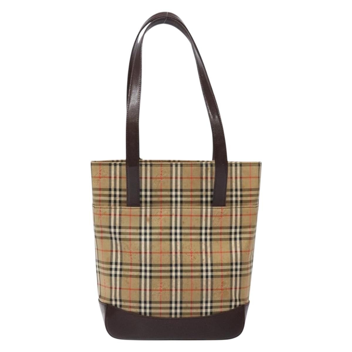 Burberry Nova Check Tote Canvas Check Pattern Beige Canvas Bag (Pre-Owned)