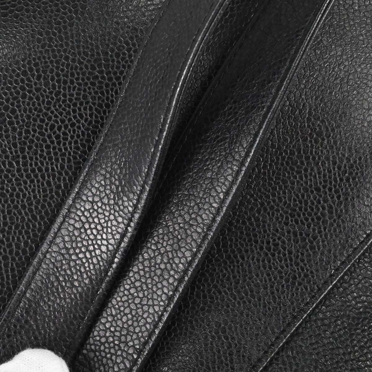 Chanel Triple Cc Chain Shoulder Caviar Leather Black Leather Shoulder Bag Bag (Pre-Owned)