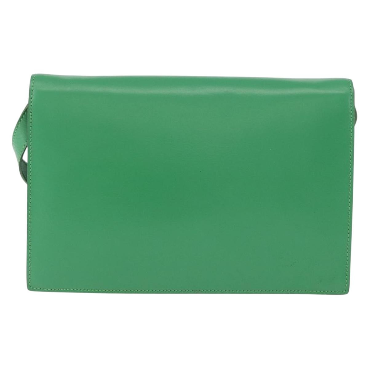 Celine Circle Logo Leather Green Leather Shoulder Bag Bag (Pre-Owned)