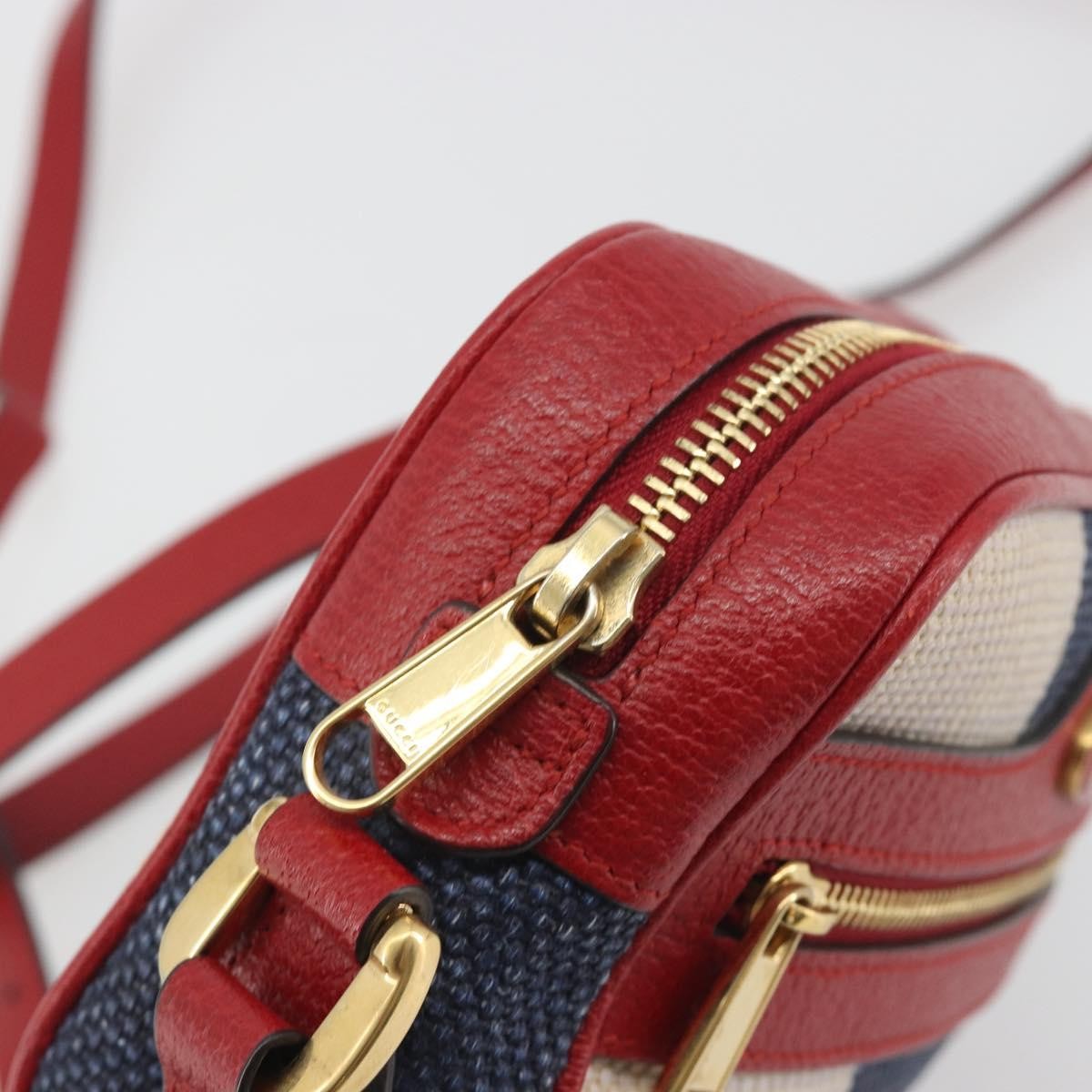 Gucci Ophidia Striped Canvas Red Canvas Shoulder Bag Bag (Pre-Owned)