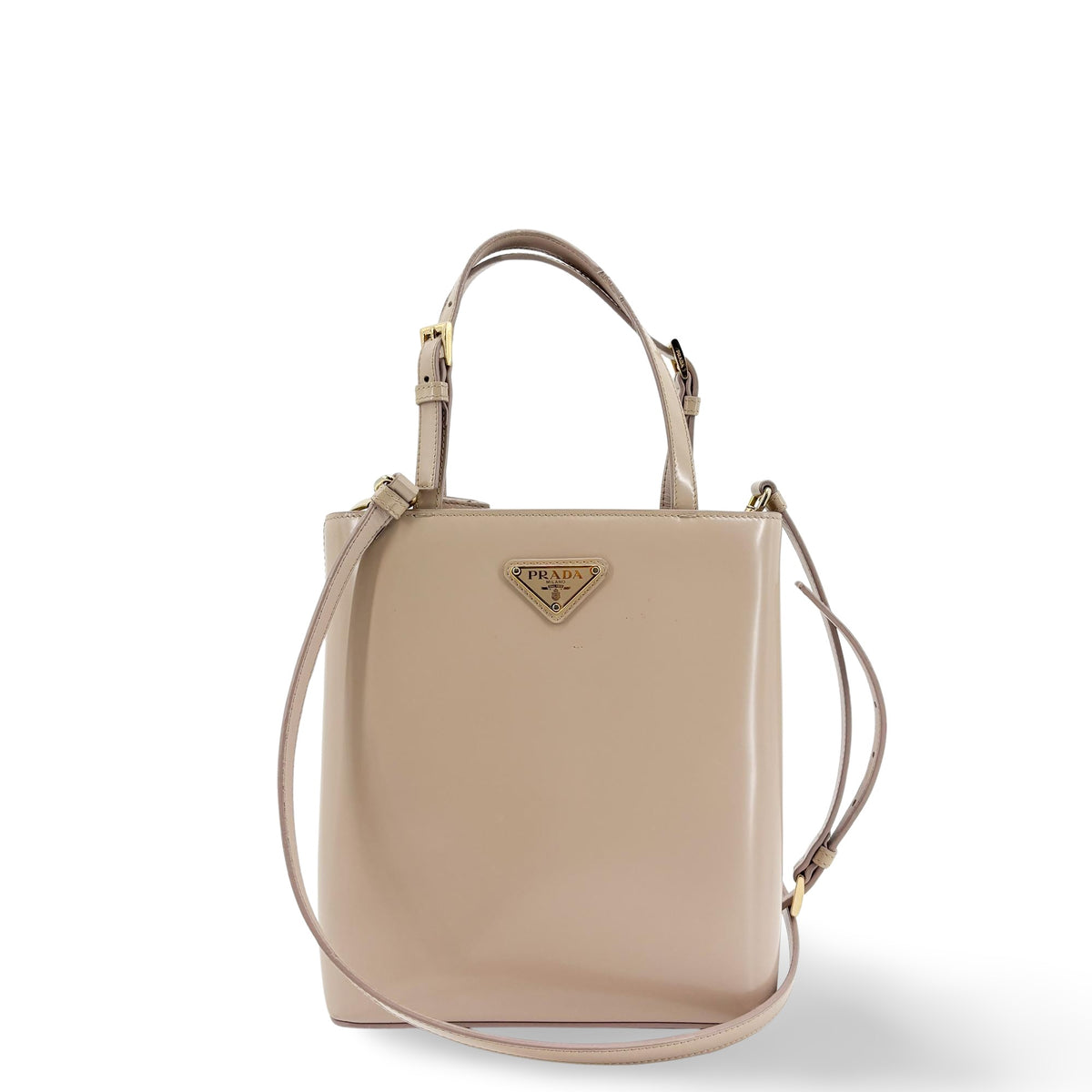 Prada Monochrome Panier Bucket Saffiano Leather Beige Leather Handbag (Pre-Owned)