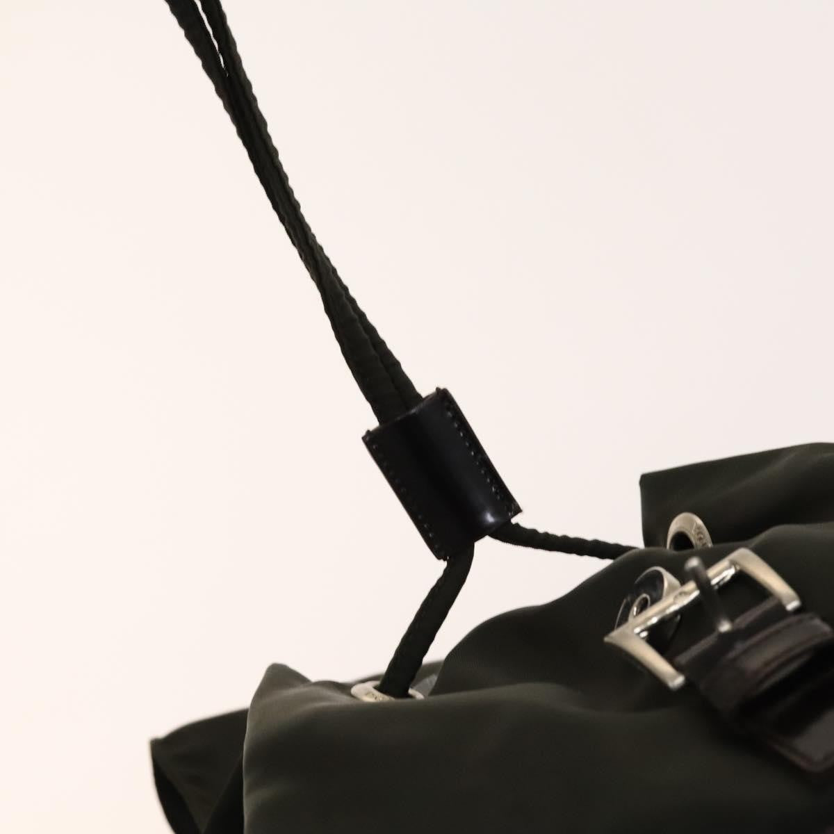 Prada Front Pocket Buckle Nylon Khaki Nylon Backpack Bag (Pre-Owned)