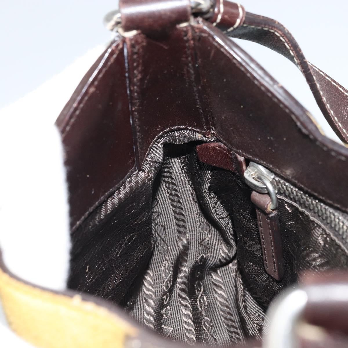Prada Push Lock Flap Satchel Suede Yellow Suede Shoulder Bag Bag (Pre-Owned)