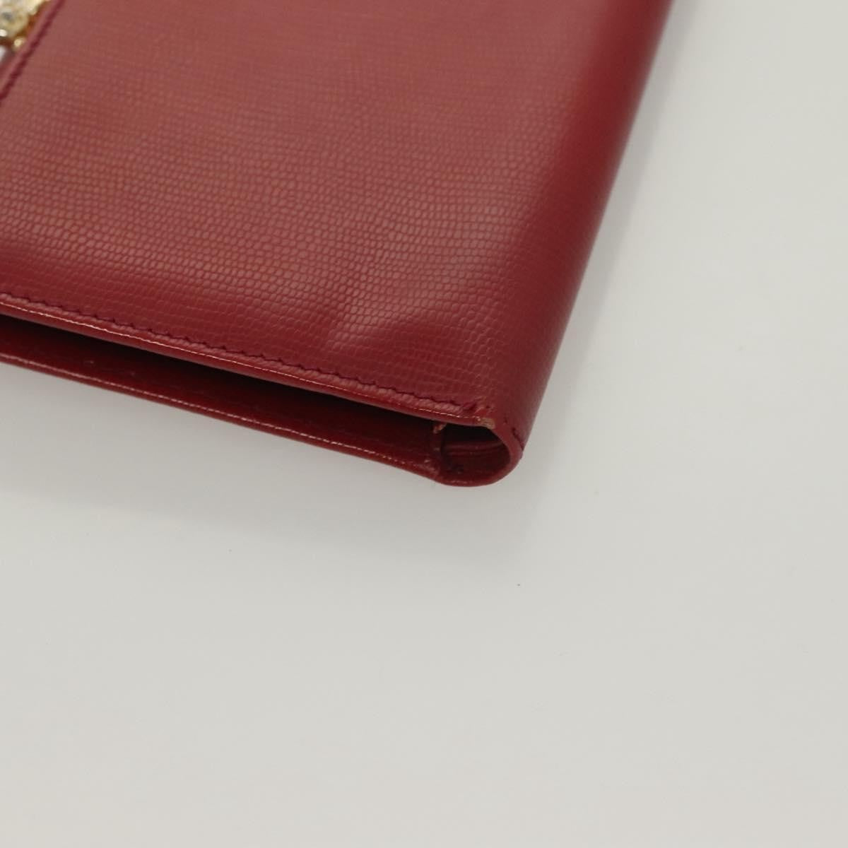 Celine Circle Logo Compact Leather Red Leather Wallets Accessory (Pre-Owned)