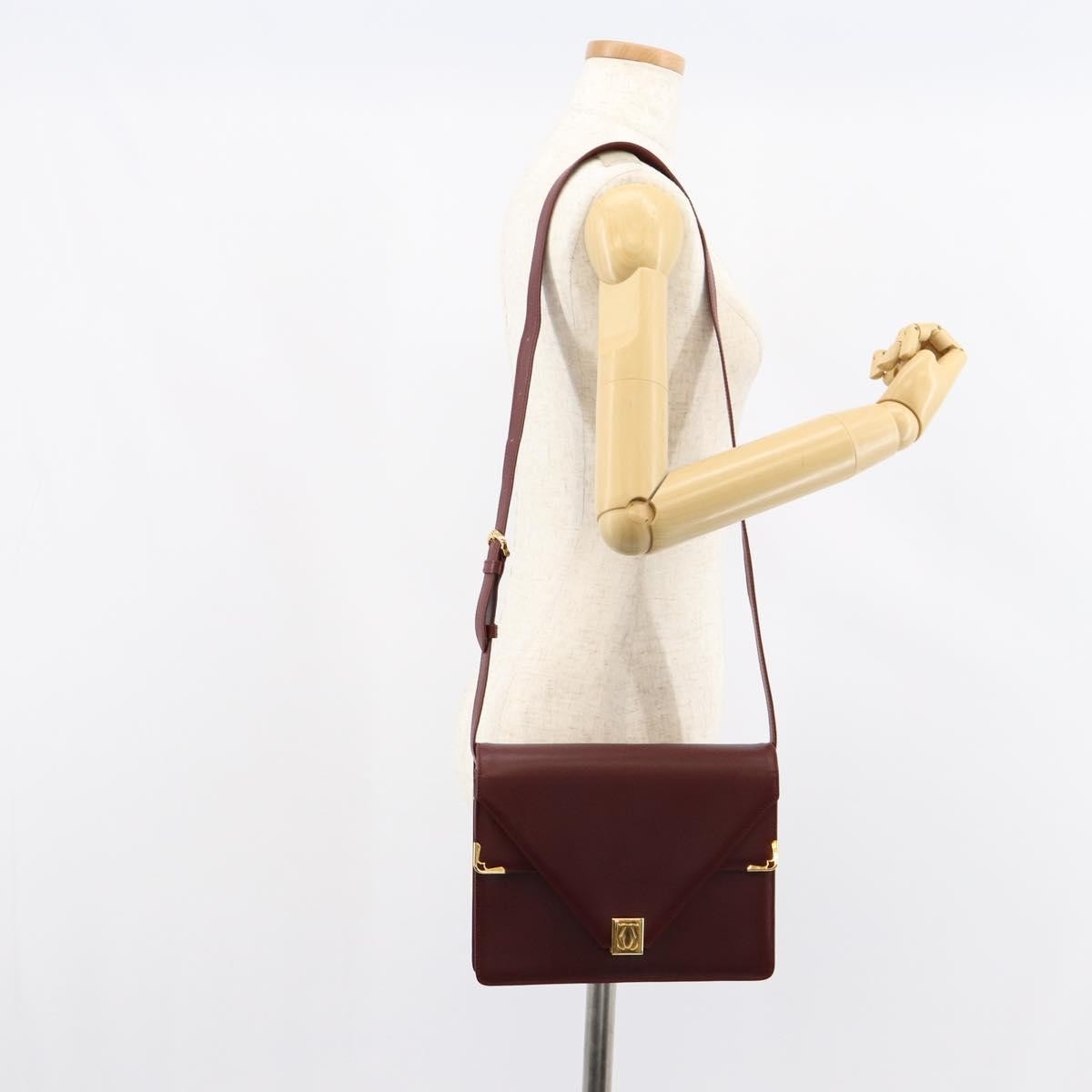 Cartier Must De Cartier Leather Burgundy Leather Shoulder Bag Bag (Pre-Owned)