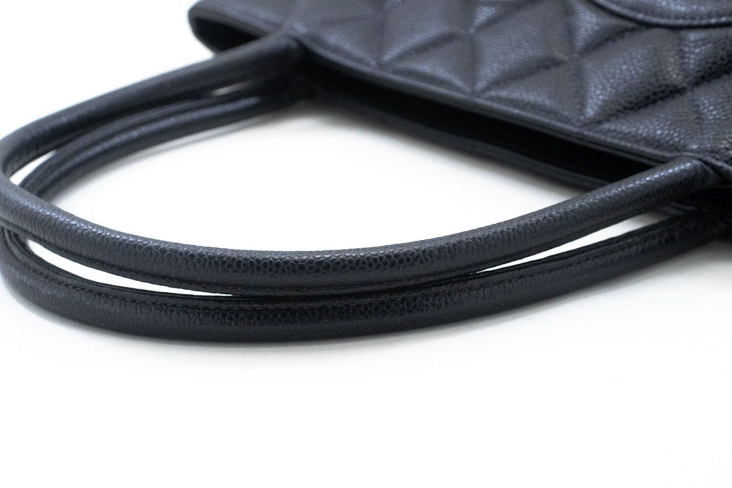 Chanel Medallion Tote Quilted Caviar Black Leather Tote Bag Bag (Pre-Owned)