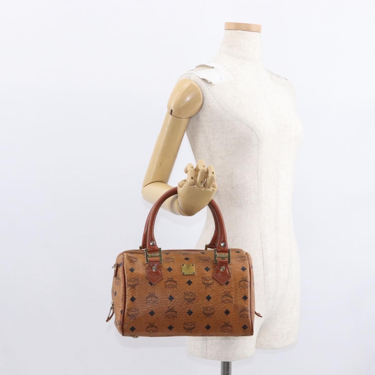MCM Visetos Logogramme Canvas And Leather Brown Canvas Handbag (Pre-Owned)