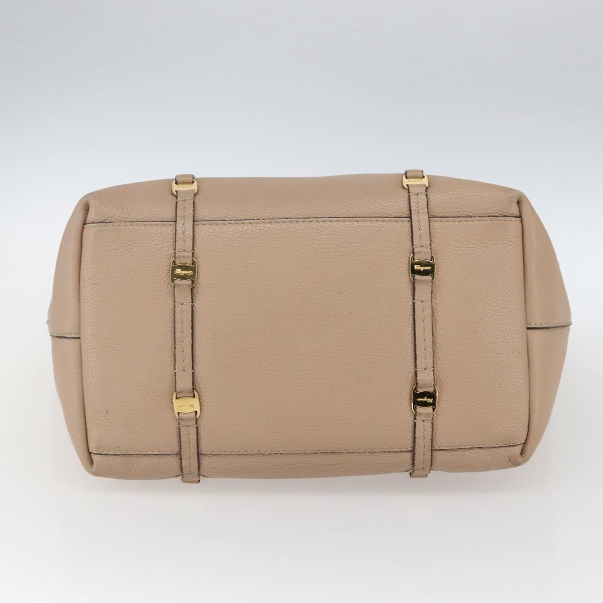 Salvatore Ferragamo Vala Tote Leather Beige Leather Tote Bag Bag (Pre-Owned)