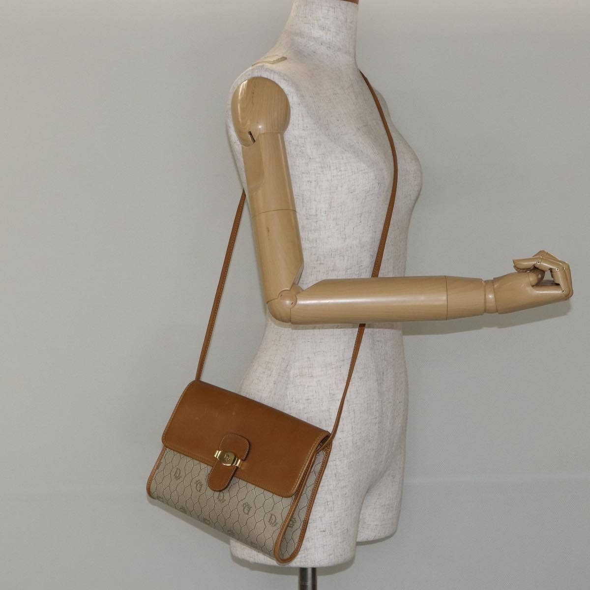 Christian Dior Vintage Honeycomb Flap Canvas And Leather Beige Canvas Shoulder Bag Bag (Pre-Owned)