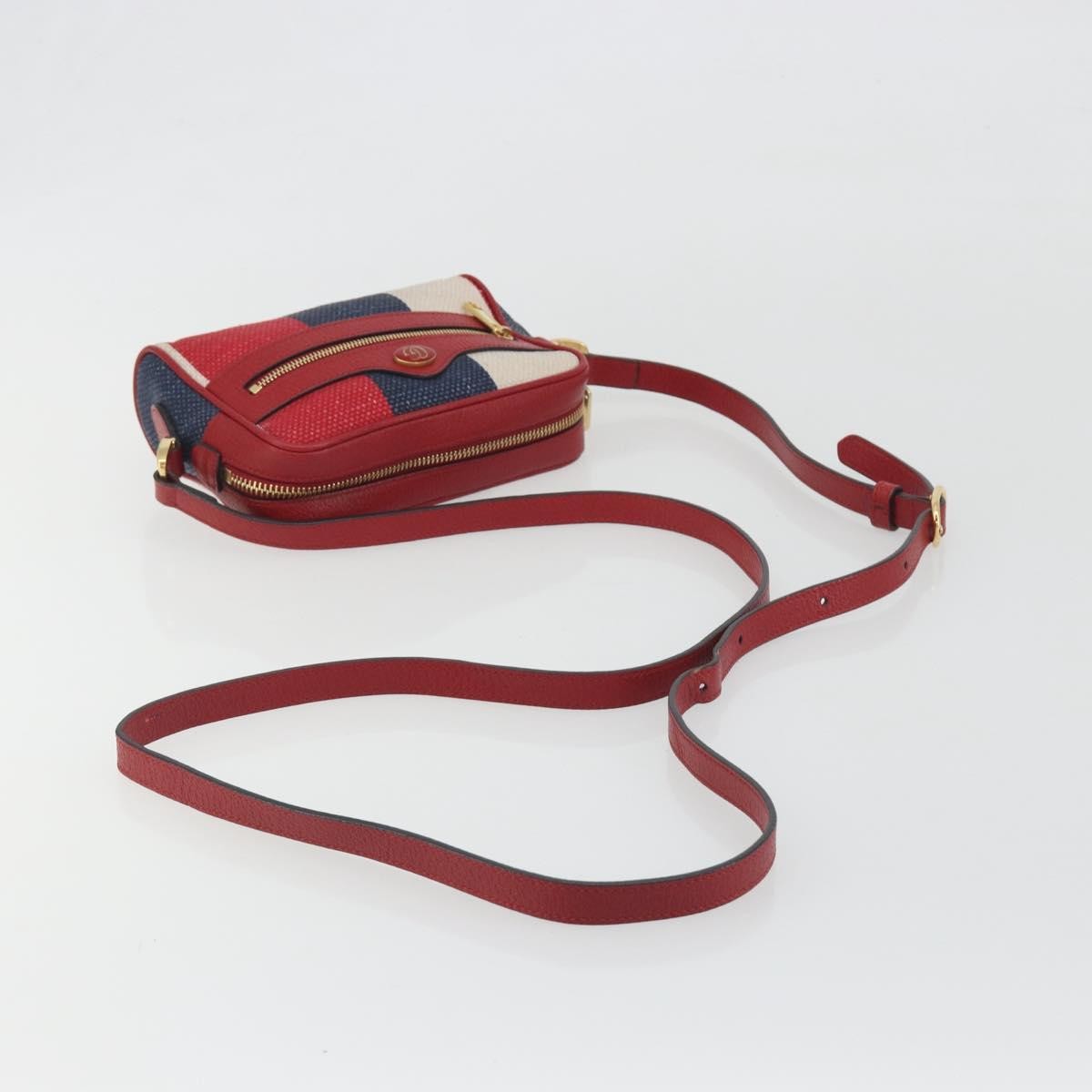 Gucci Ophidia Striped Canvas Red Canvas Shoulder Bag Bag (Pre-Owned)