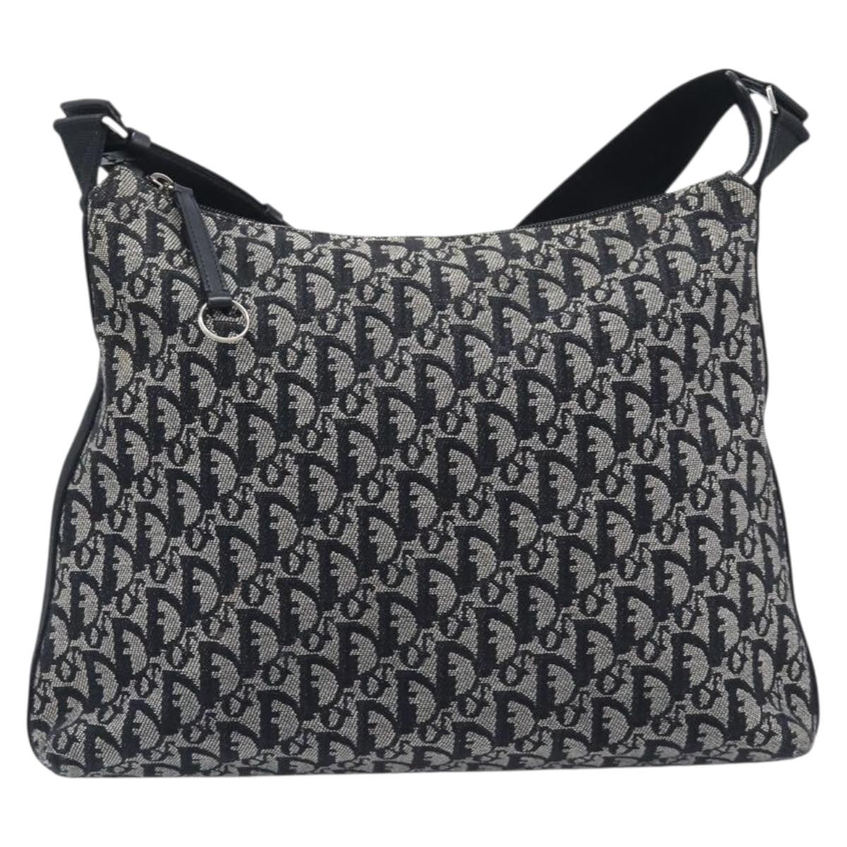 Christian Dior Vintage Trotter Messenger Diorissimo Canvas Gray Canvas Handbag (Pre-Owned)