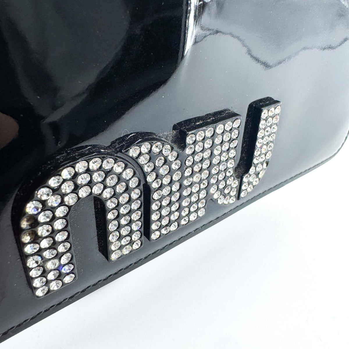 Miu Miu My Logo Chain Patent Black Patent_Leather Crossbody Bag Bag (Pre-Owned)