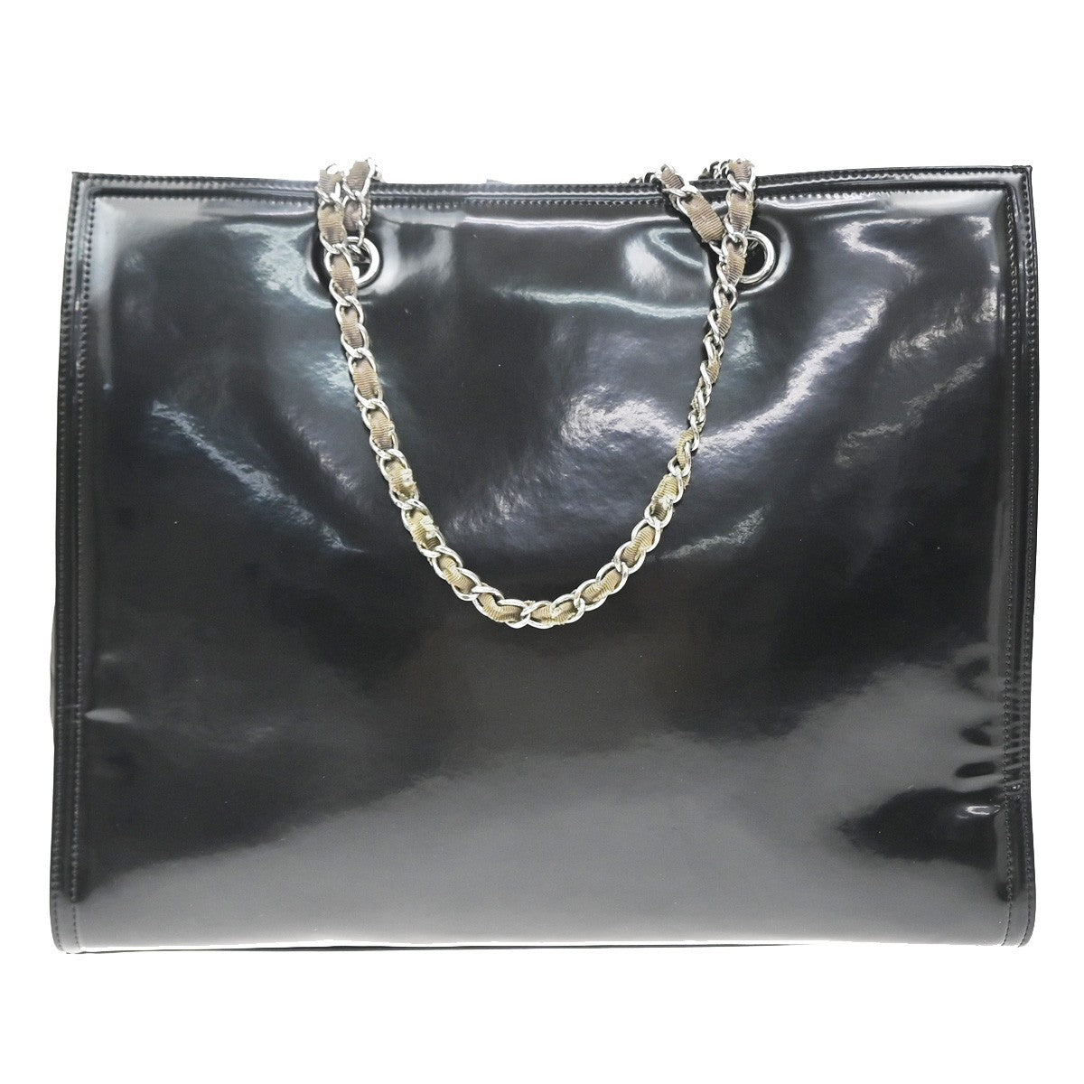Chanel Lipstick Open Patent Vinyl Black Patent_Leather Tote Bag Bag (Pre-Owned)