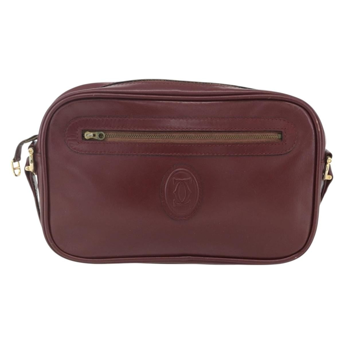 Cartier Must De Cartier Leather Burgundy Leather Shoulder Bag Bag (Pre-Owned)