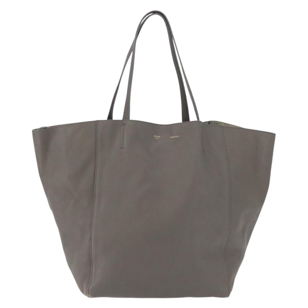 Celine Phantom Cabas Leather Gray Leather Tote Bag Bag (Pre-Owned)