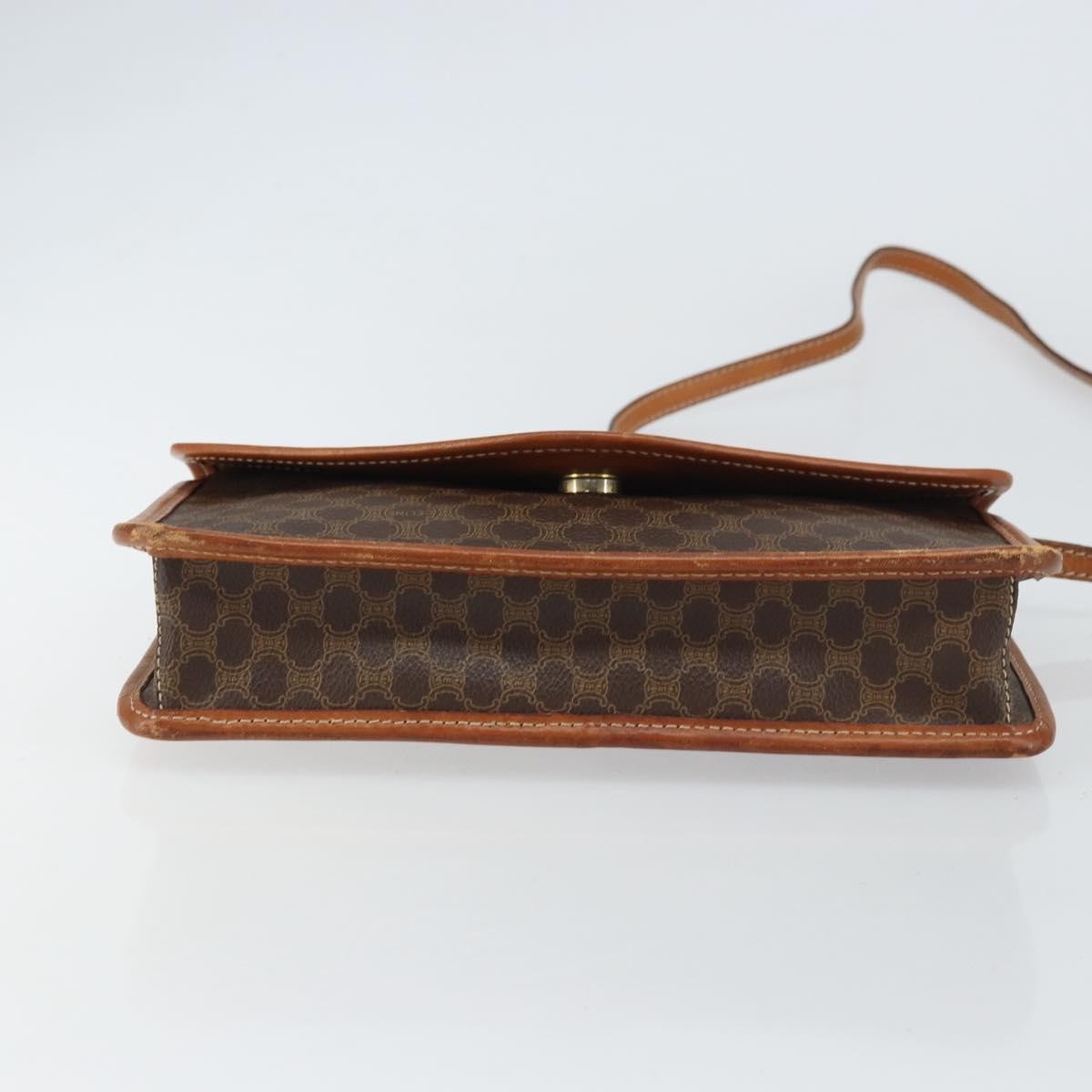 Celine Vintage Macadam Circle Logo Canvas And Leather Brown Canvas Shoulder Bag Bag (Pre-Owned)