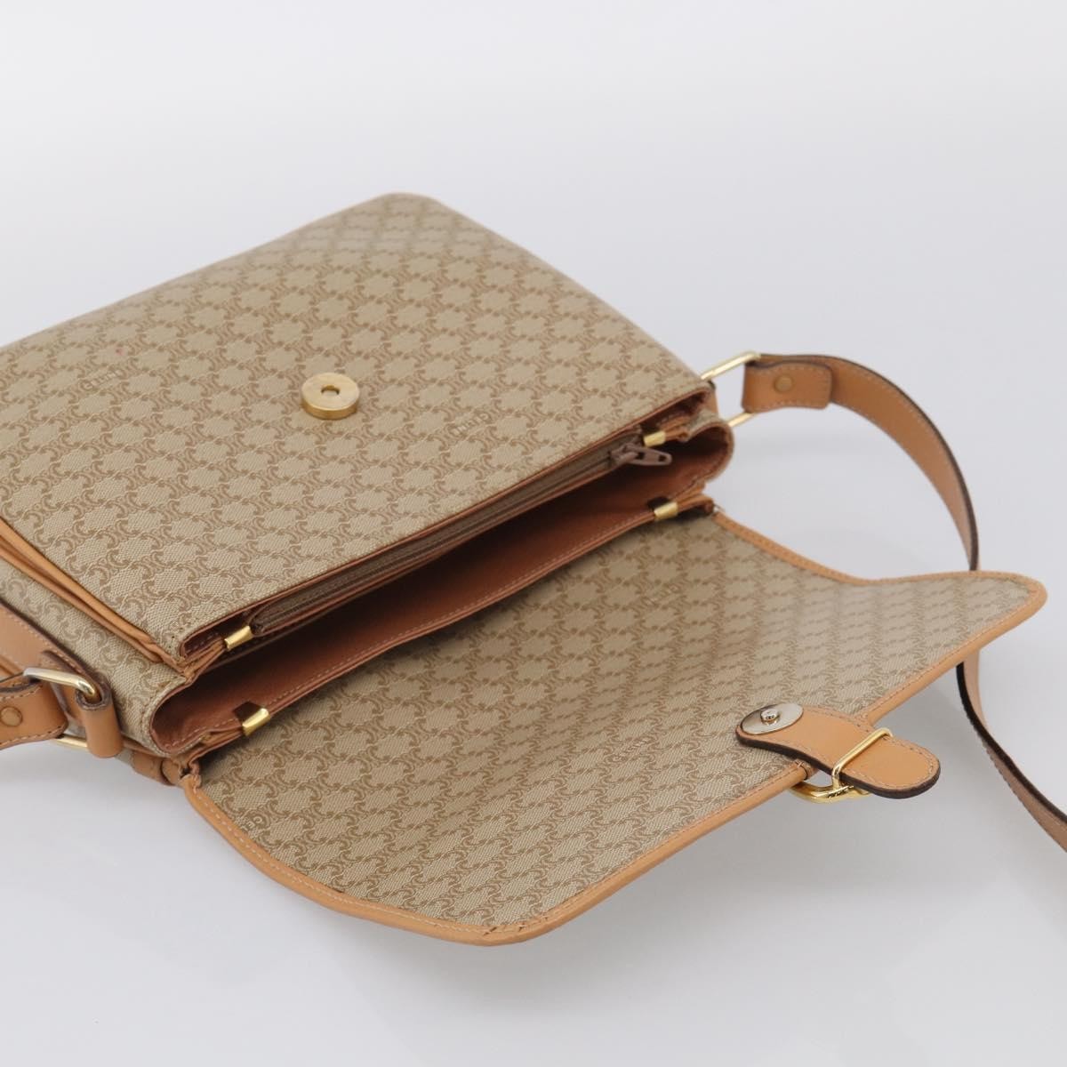 Celine Macadam Shoulder Canvas Beige Canvas Crossbody Bag Bag (Pre-Owned)