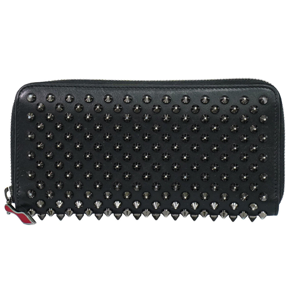 Christian Louboutin Panettone Spiked Leather Black Leather Wallets Accessory (Pre-Owned)
