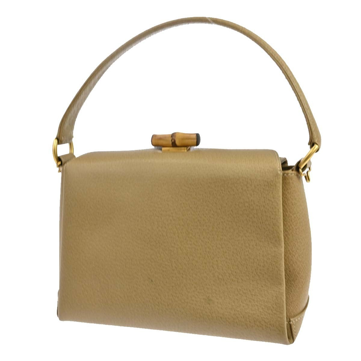 Gucci Vintage Convertible Bamboo Box Leather Beige Leather Crossbody Bag Bag (Pre-Owned)
