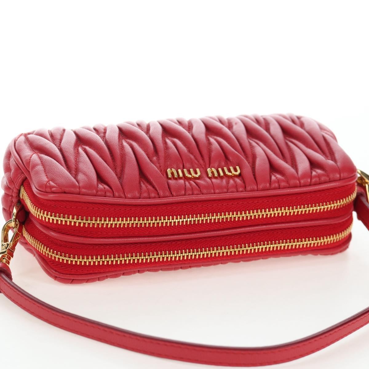 Miu Miu Tech Matelasse Leather Red Leather Crossbody Bag Bag (Pre-Owned)