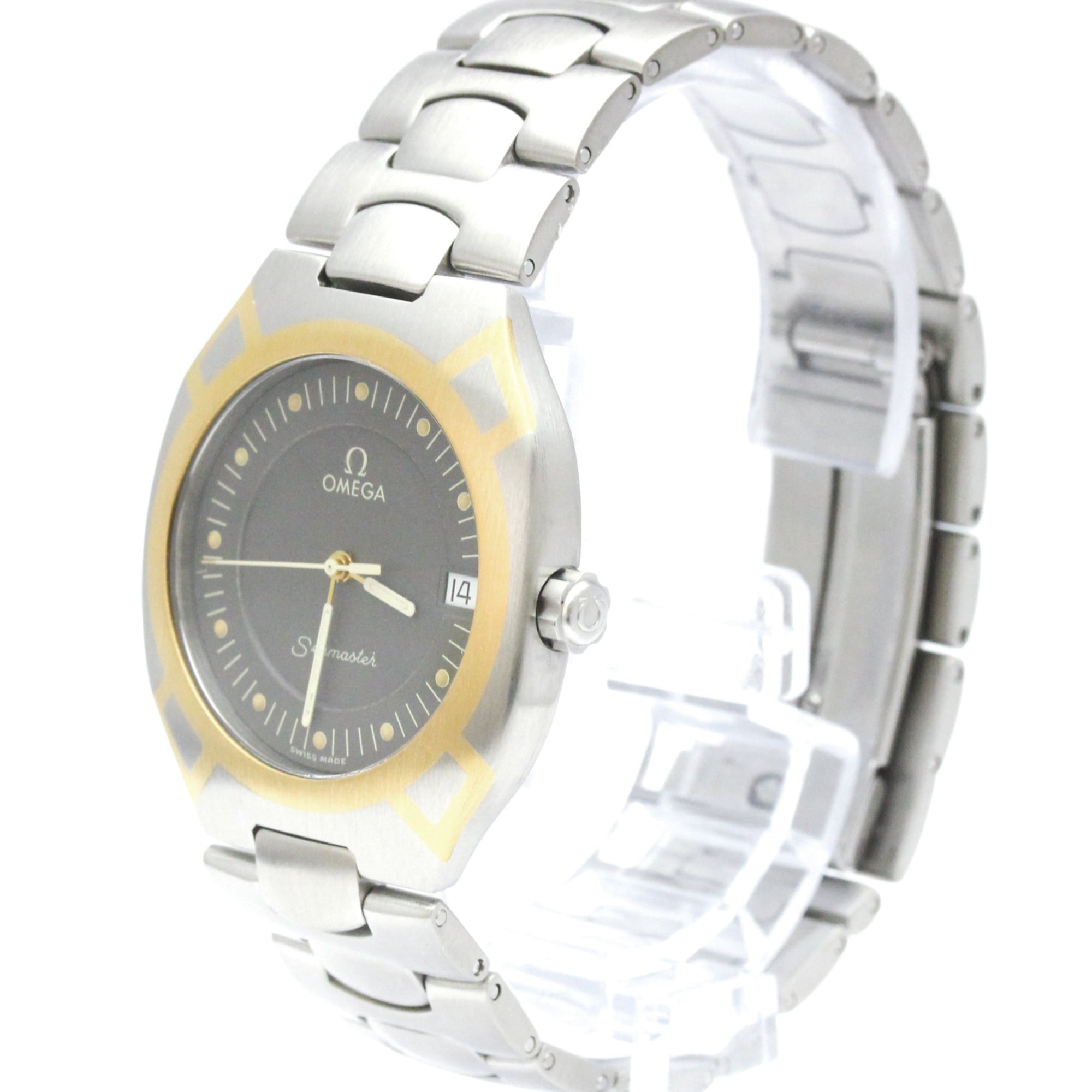 Omega Seamaster Polaris Day-Date Quartz Stainless Steel And Yellow Gold (18K) Watch (Pre-Owned)