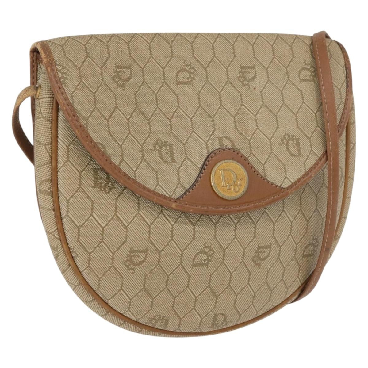 Christian Dior Vintage Honeycomb Flap Canvas And Leather Beige Canvas Shoulder Bag Bag (Pre-Owned)