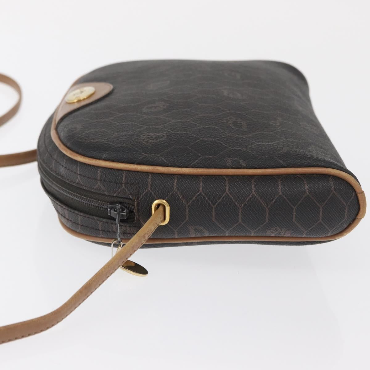 Christian Dior Vintage Honeycomb Canvas And Leather Black Canvas Shoulder Bag Bag (Pre-Owned)