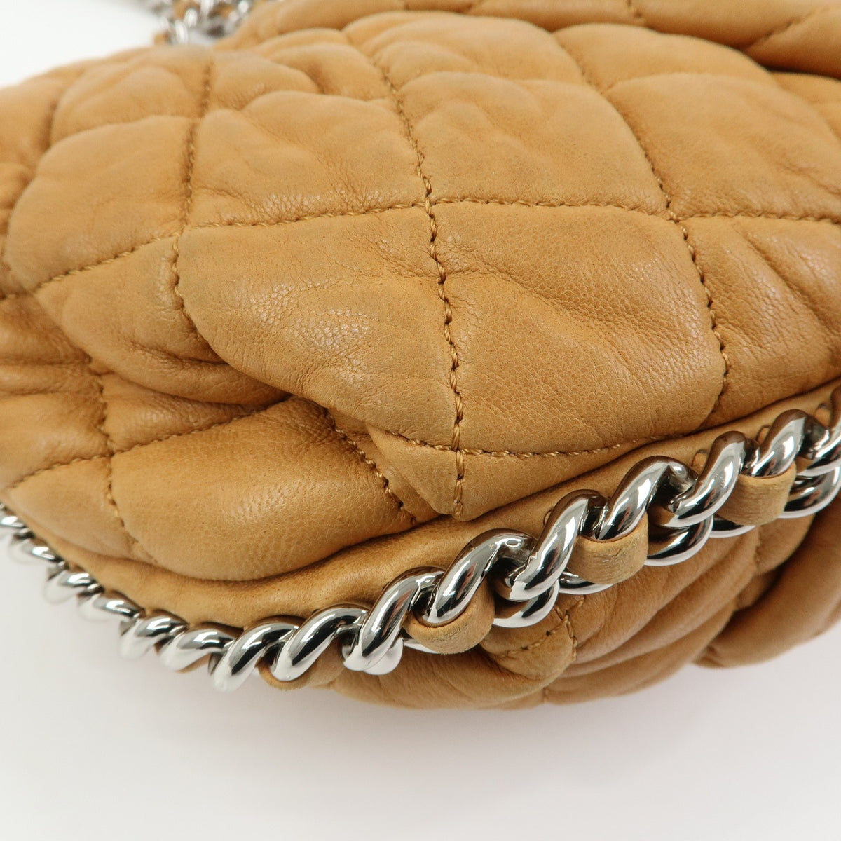 Chanel Chain Around Flap Quilted Leather Brown Leather Handbag (Pre-Owned)