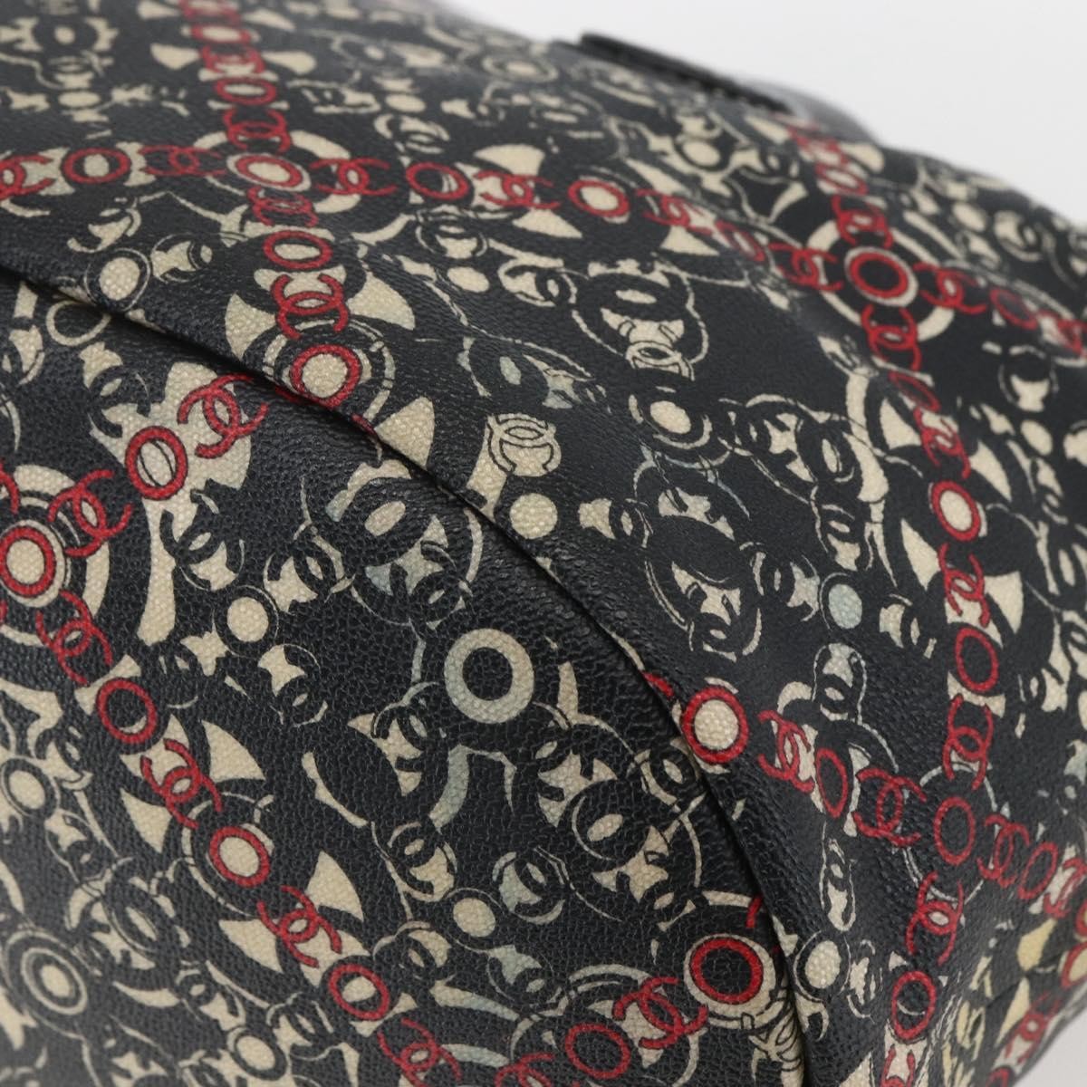 Chanel Optic Coco Bowler Printed Coated Canvas With Caviar Black Pvc Travel Bag Bag (Pre-Owned)