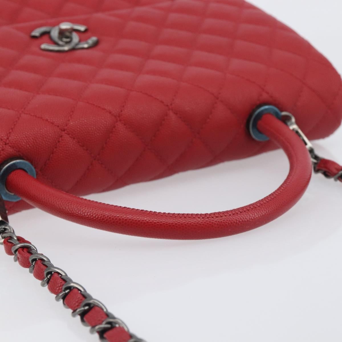 Chanel Coco Top Handle Caviar Red Calfskin Handbag (Pre-Owned)