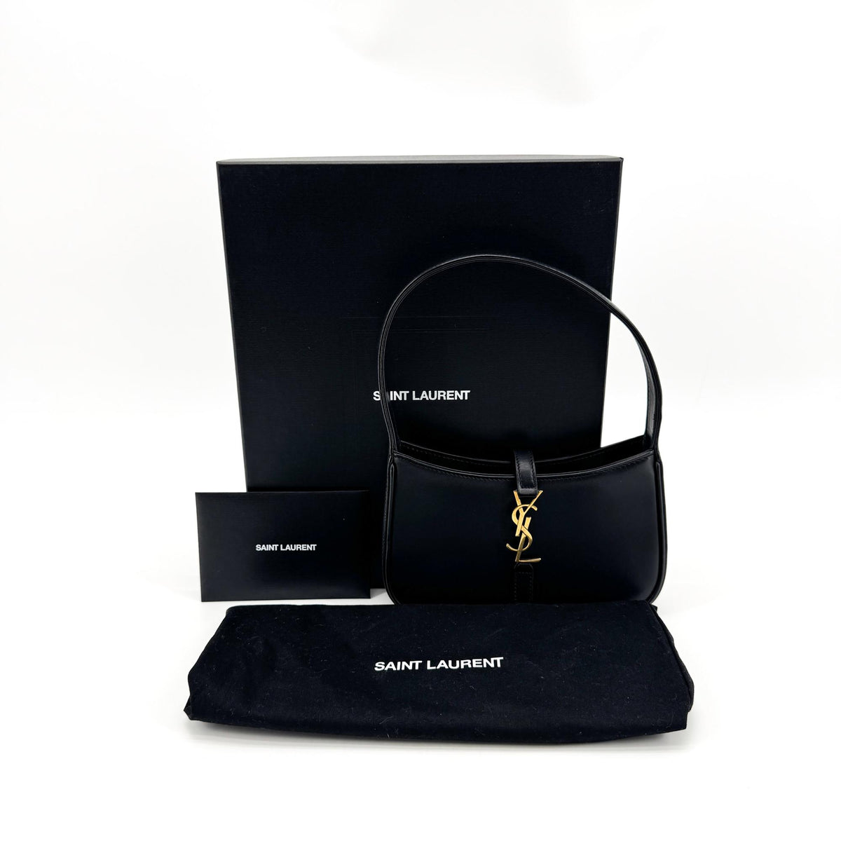 Saint Laurent Le 5 A 7 Hobo Leather Black Leather Shoulder Bag Bag (Pre-Owned)