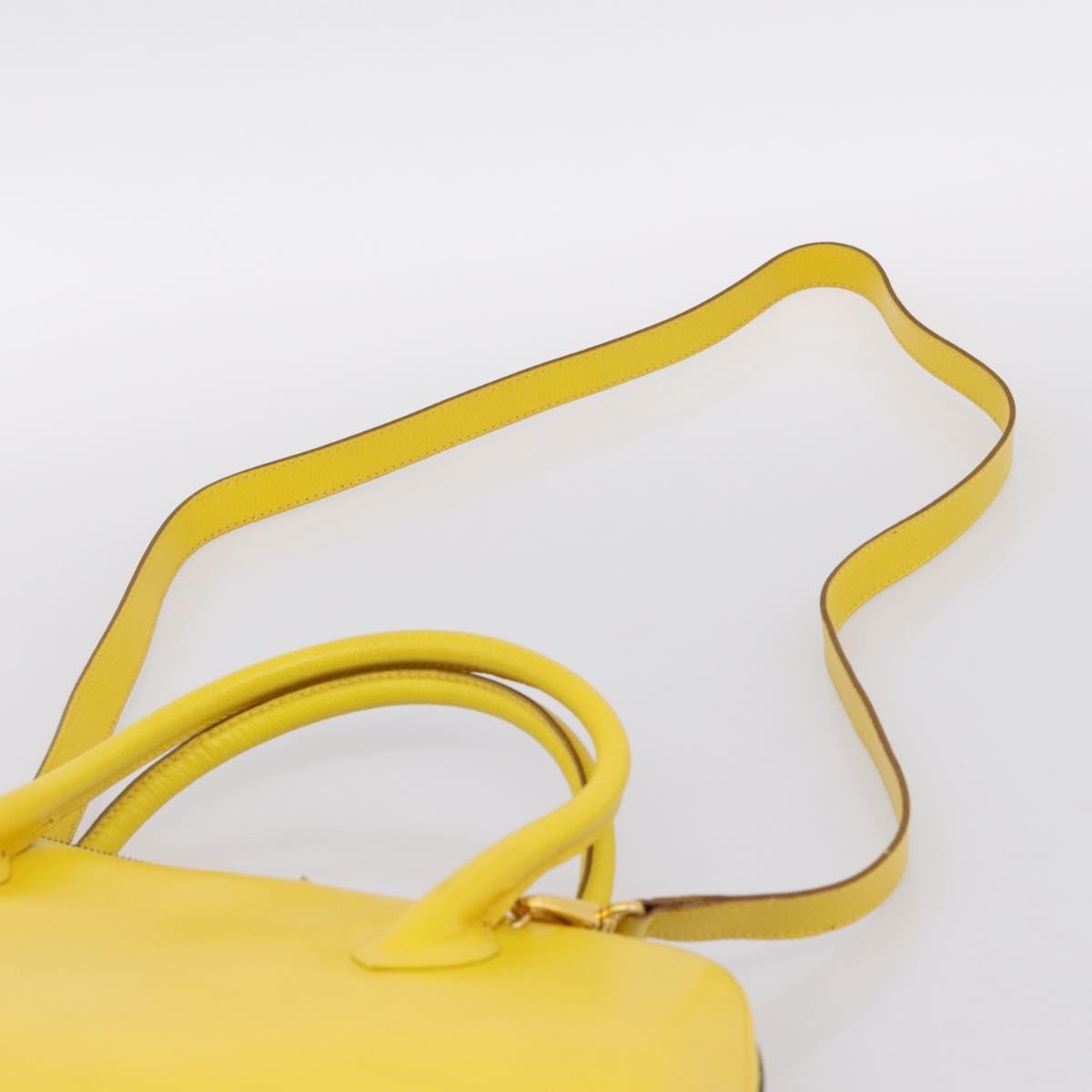 Salvatore Ferragamo Gancini Leather Yellow Leather Handbag (Pre-Owned)