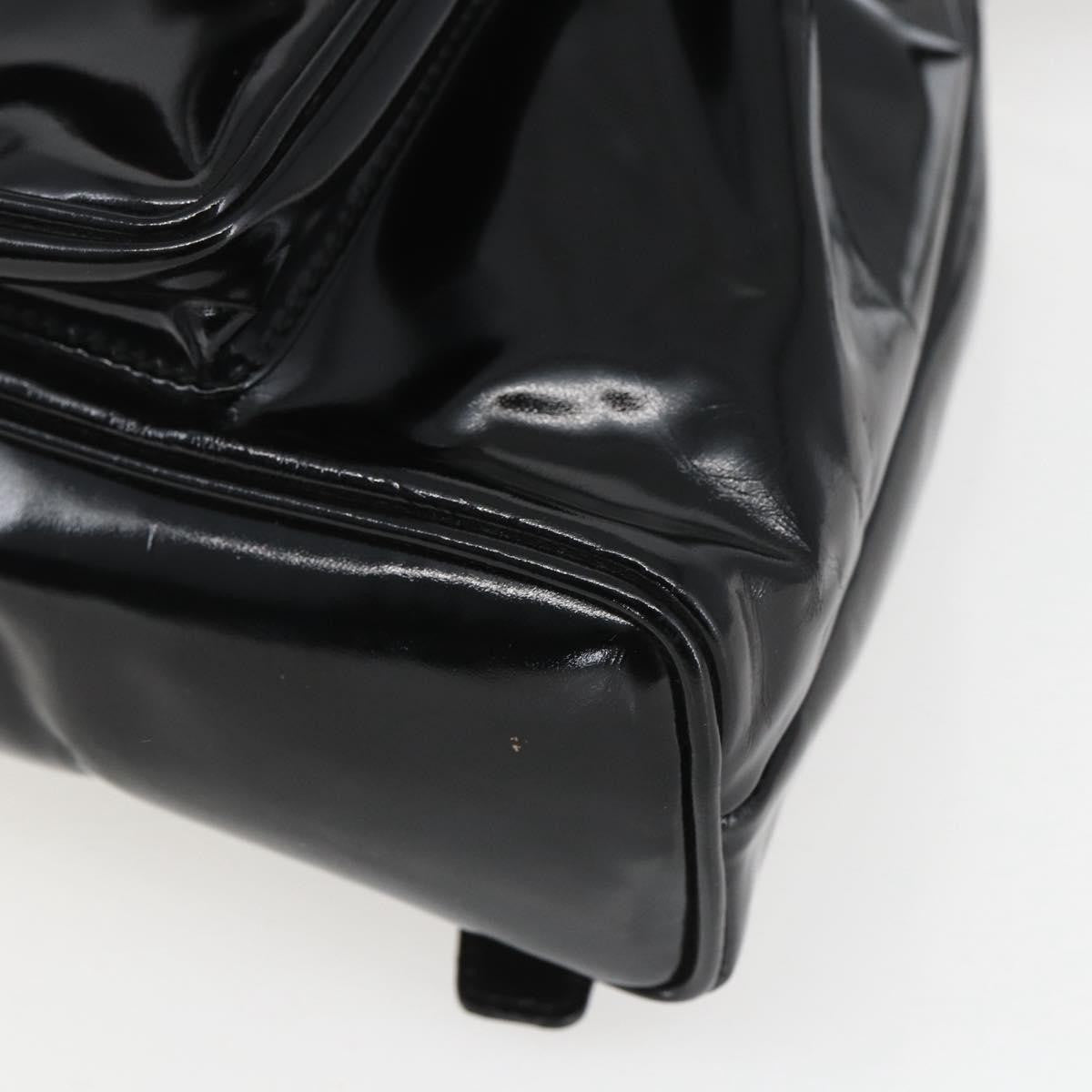 Gucci Vintage Bamboo Patent Black Patent_Leather Backpack Bag (Pre-Owned)