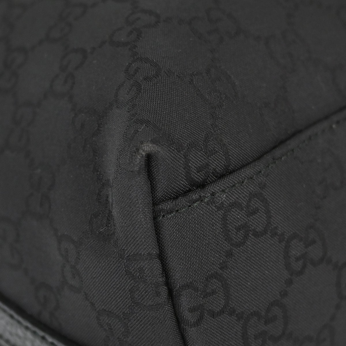 Gucci Vintage Open Shoulder Bag (Outlet) Gg Canvas With Leather Black Canvas Shoulder Bag Bag (Pre-Owned)