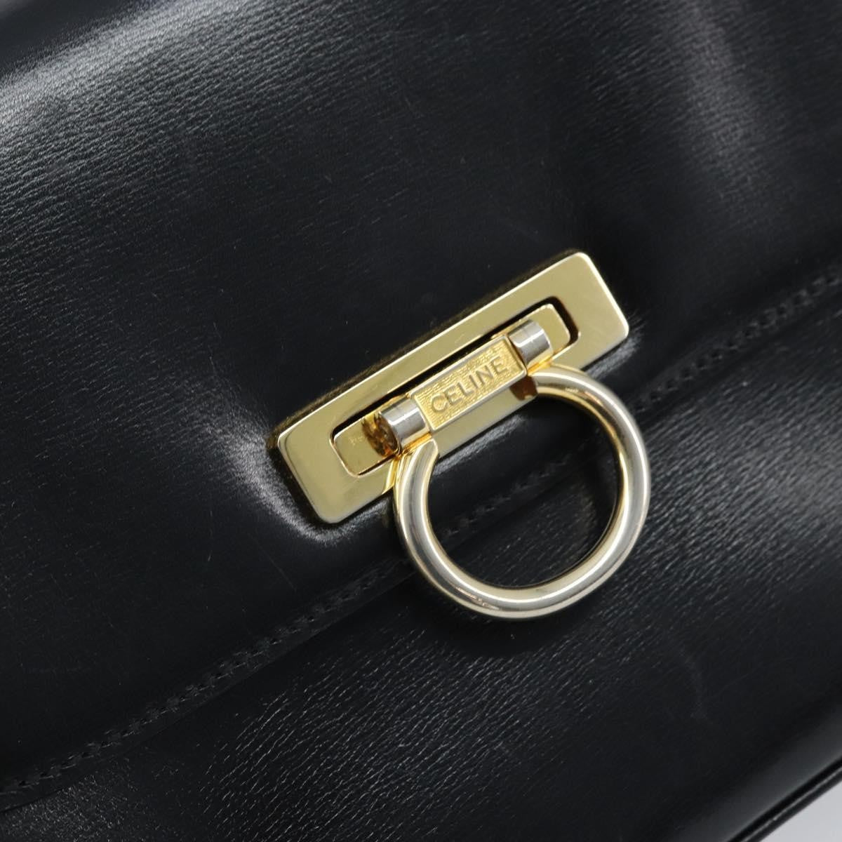 Celine Shoulder Leather Black Leather Shoulder Bag Bag (Pre-Owned)