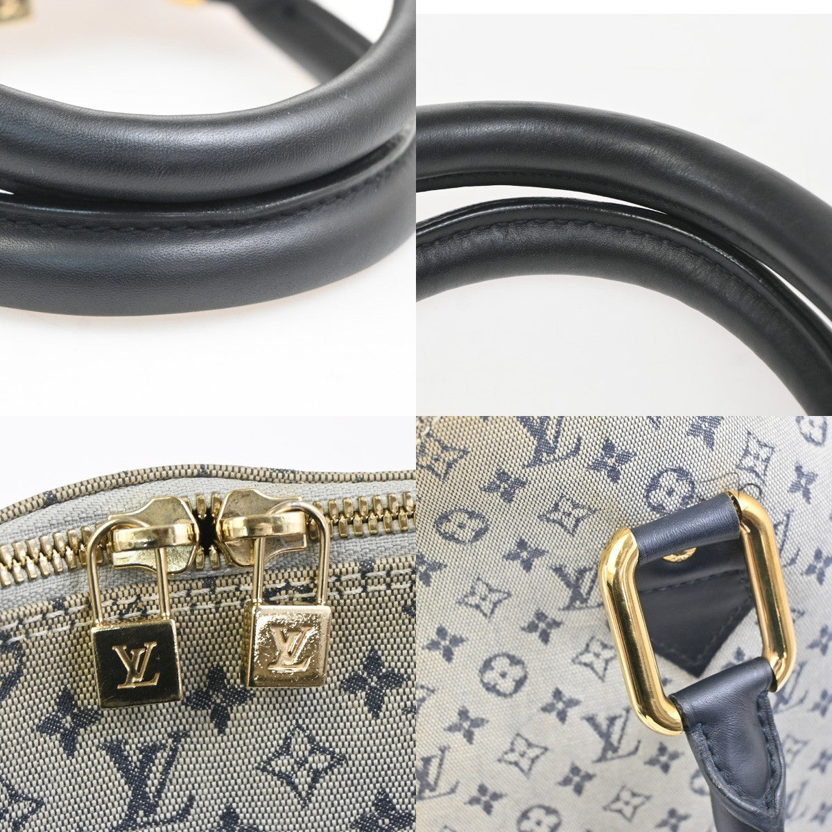 Louis Vuitton Alma Mini Lin Blue Canvas Handbag (Pre-Owned)