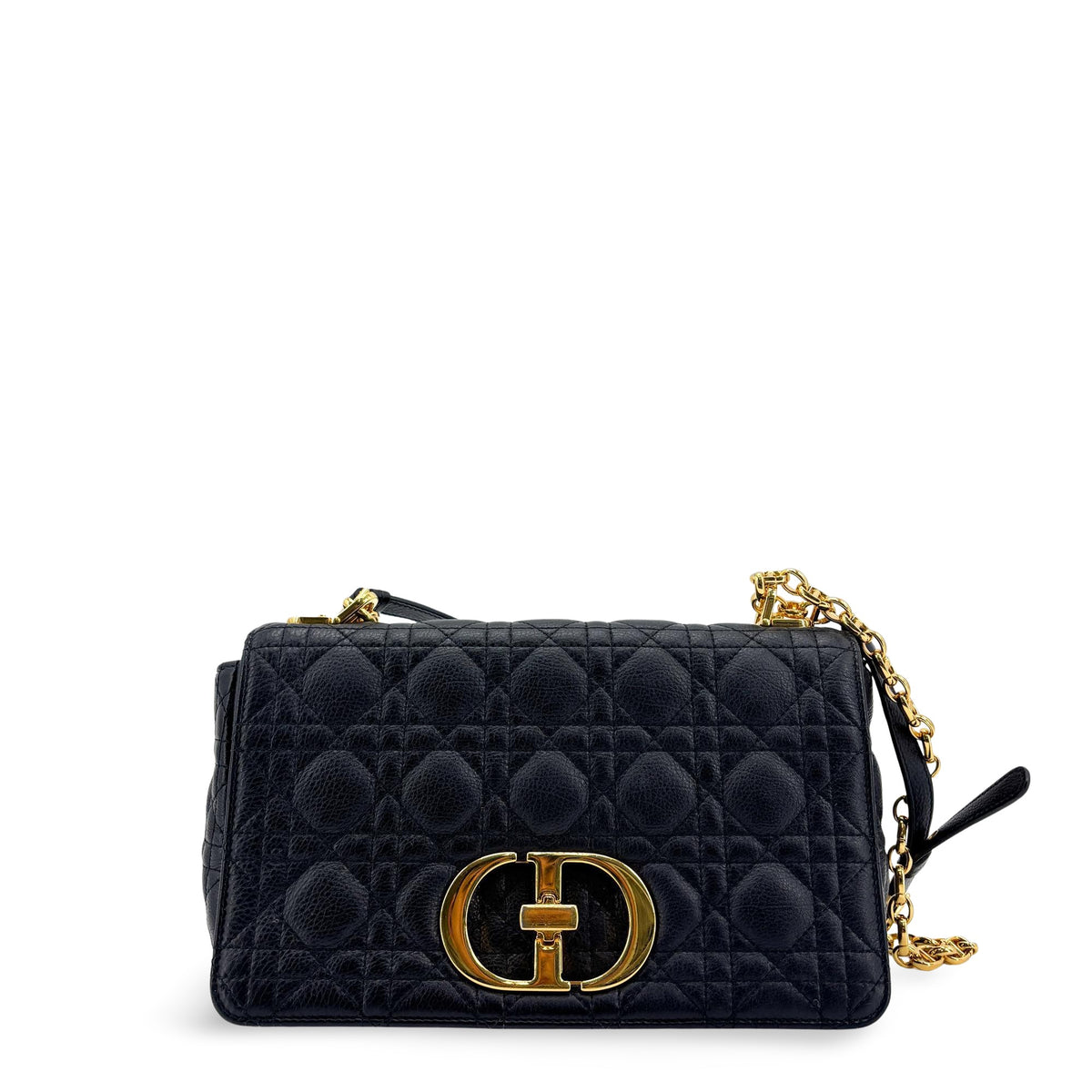 Christian Dior Caro Cannage Quilt Calfskin Black Leather Handbag (Pre-Owned)