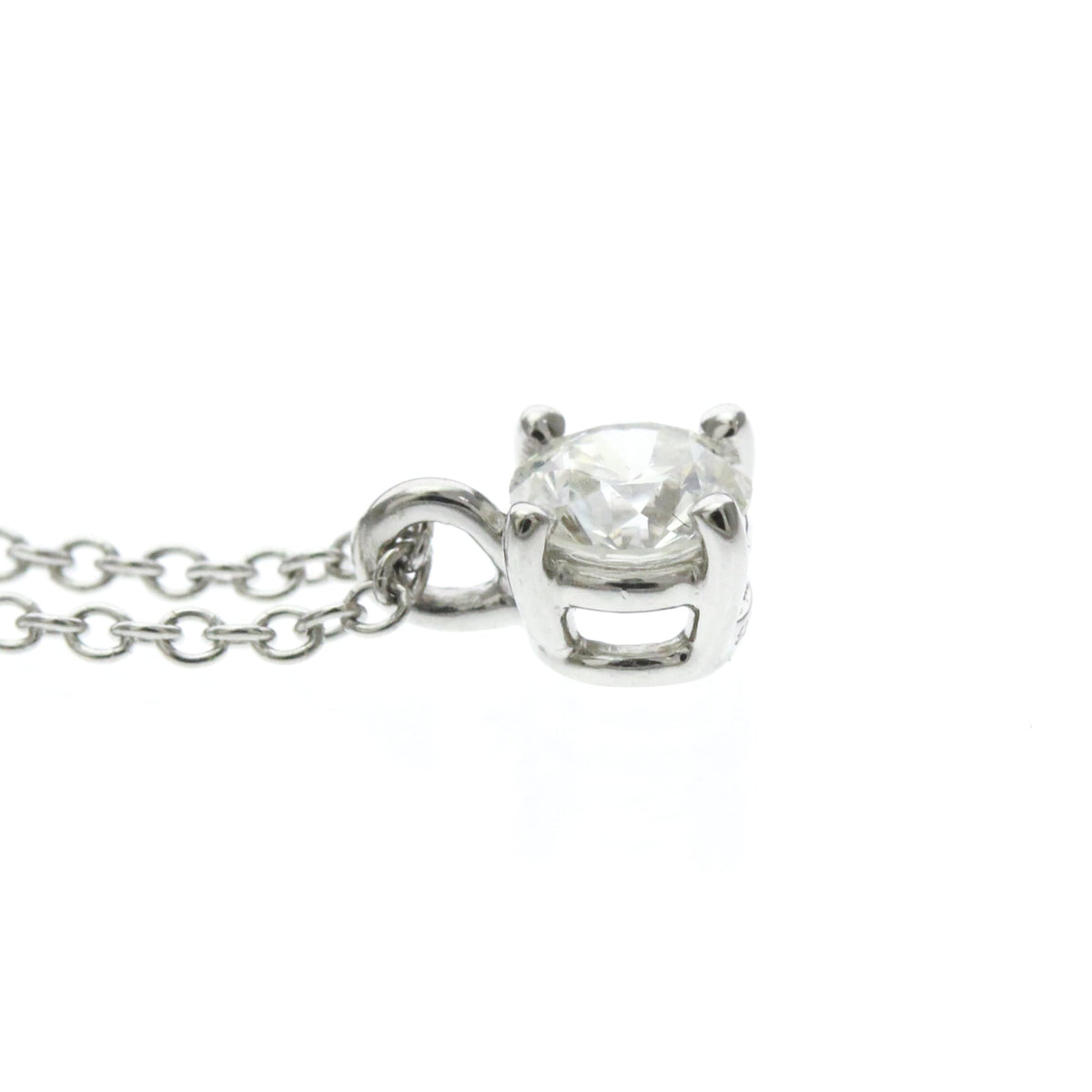 Tiffany & Co. Solitaire Pendant Platinum With Emerald Cut Diamond Silver Platinum Necklace Jewelry (Pre-Owned)