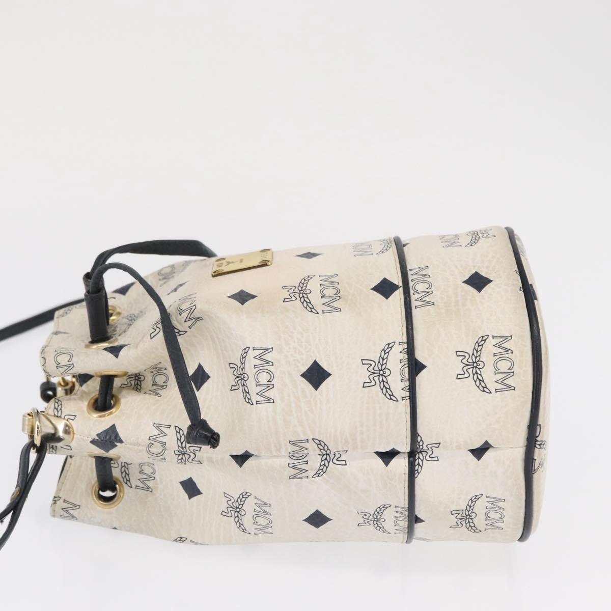 MCM Drawstring Leather White Pvc Shoulder Bag Bag (Pre-Owned)