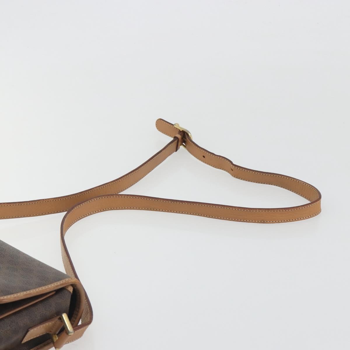 Celine Vintage Macadam Circle Logo Canvas And Leather Brown Canvas Shoulder Bag Bag (Pre-Owned)