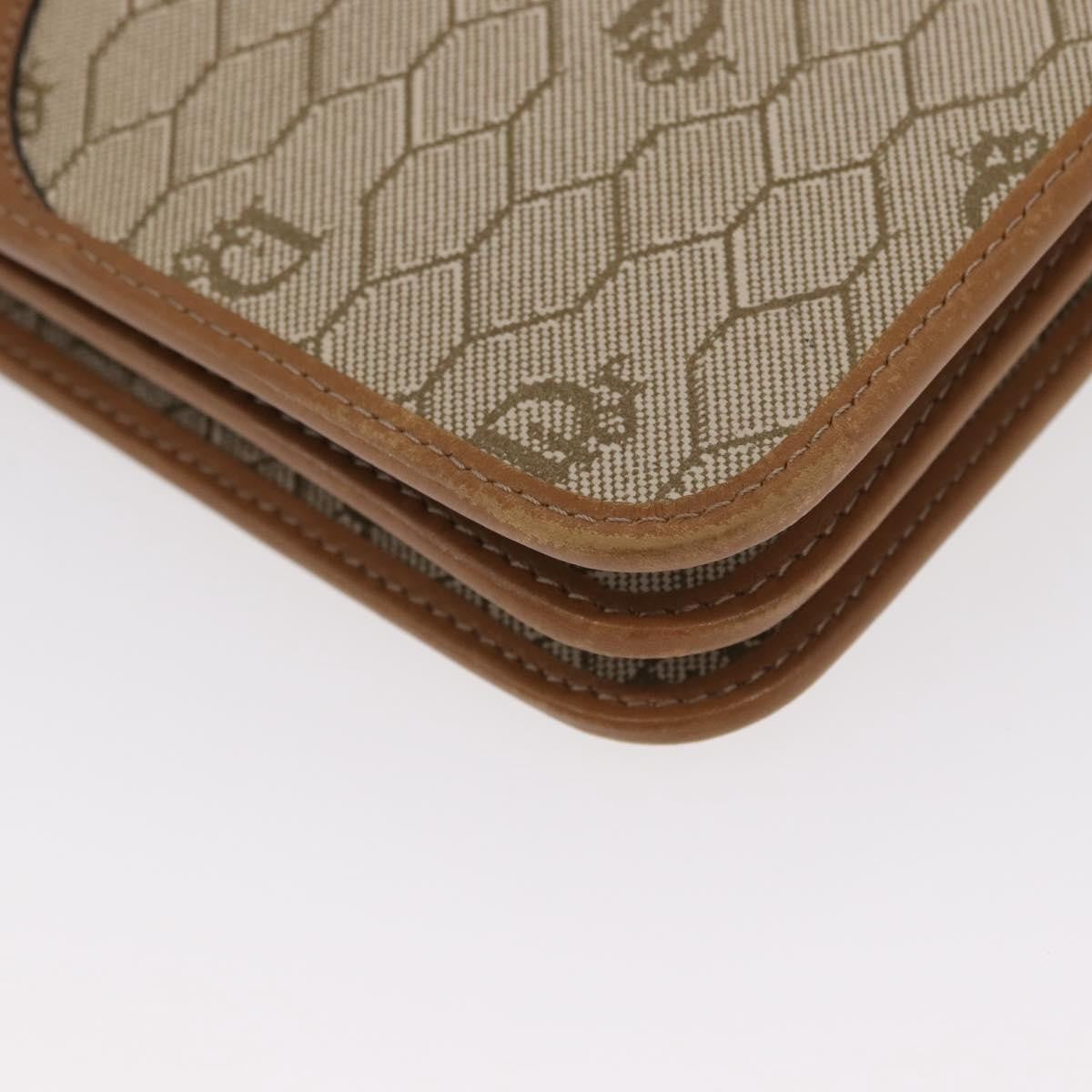 Christian Dior Vintage Honeycomb Zip Coated Canvas Beige Canvas Clutche & Pouche Bag (Pre-Owned)