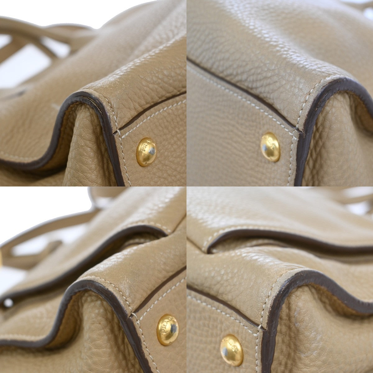 Prada Front Pocket Wing Convertible Vitello Daino Beige Leather Tote Bag Bag (Pre-Owned)