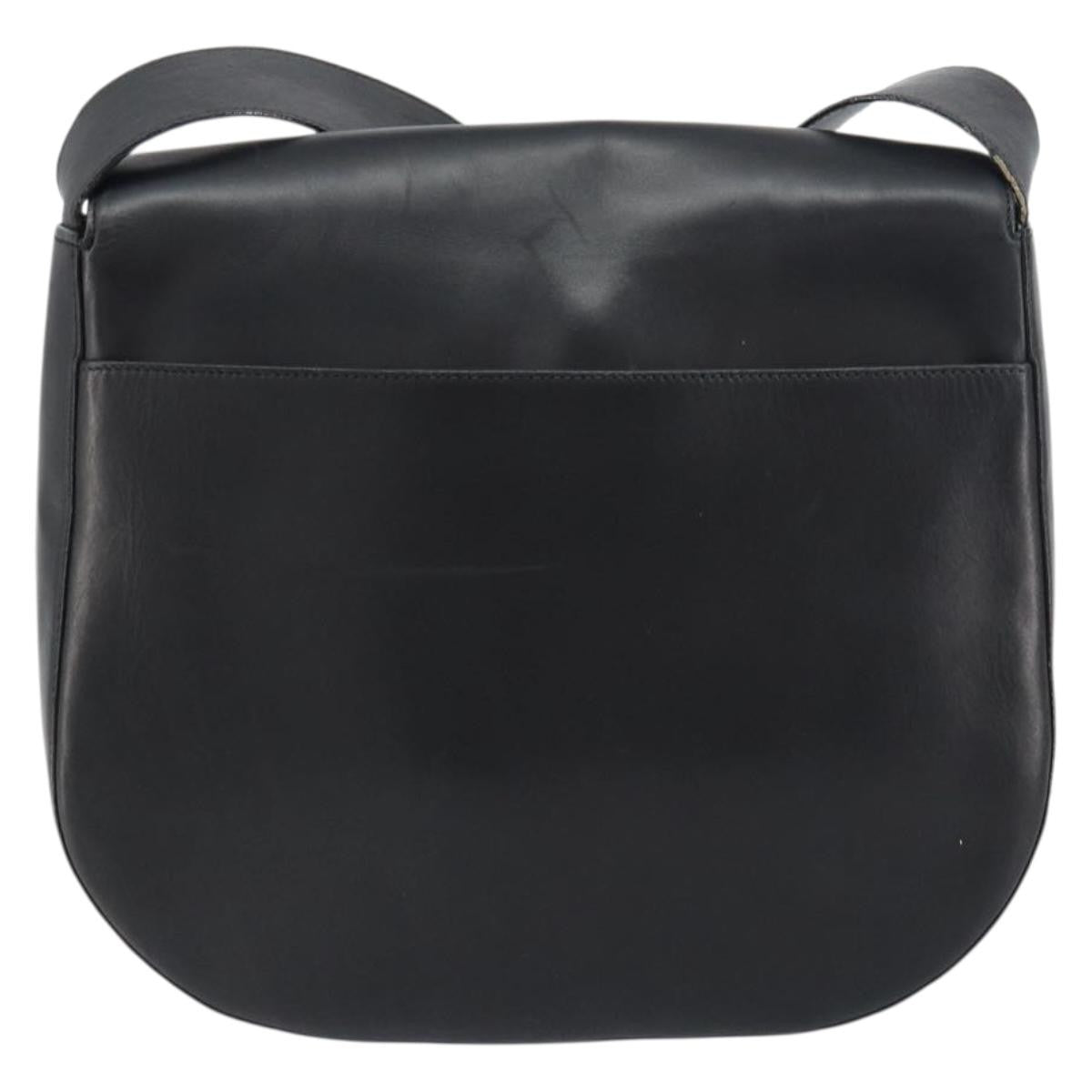 Salvatore Ferragamo Gancini Leather Black Leather Shoulder Bag Bag (Pre-Owned)