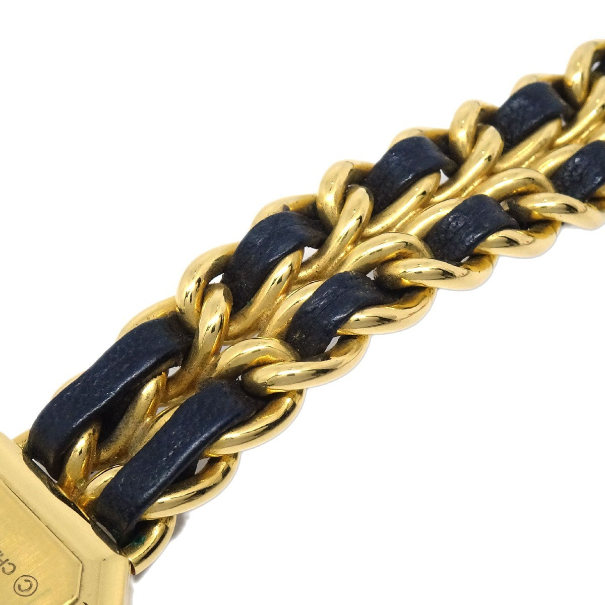 Chanel Premiere Rock Quartz Plated Metal And Leather Watch (Pre-Owned)