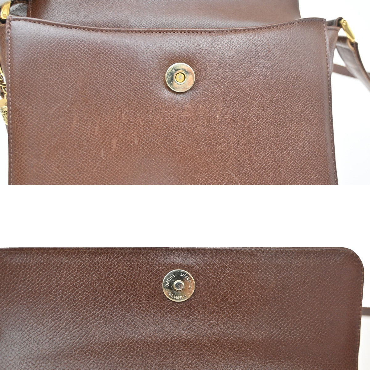 Valentino Garavani Vltn Flap Clutch Leather Brown Leather Shoulder Bag Bag (Pre-Owned)